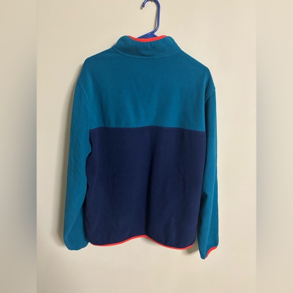 Lands' End Long Sleeve Polar Fleece Pullover Men's Size XL Blue Orange 1/4 Snap - Picture 2 of 5